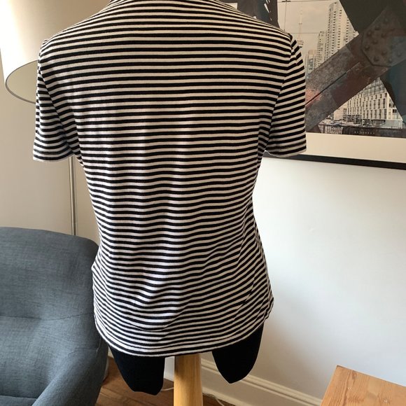 Classic Black and White Striped Women's Top - Picture 3 of 5